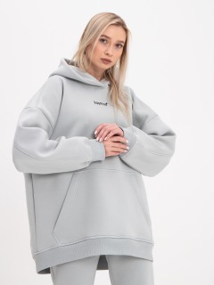 Худи оверсайз с начёсом светло-серого цвета Kosmos(фото4)
