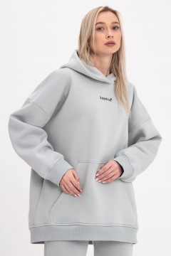 Худи оверсайз с начёсом светло-серого цвета Kosmos