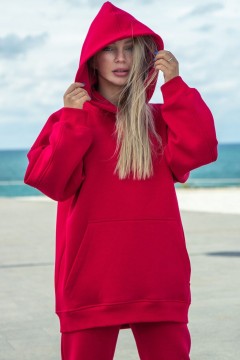 Худи оверсайз с начёсом красного цвета Kosmos