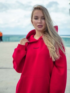 Худи оверсайз с начёсом красного цвета Kosmos(фото3)