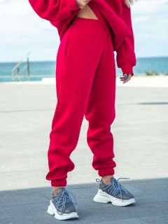 Брюки джоггеры с начёсом красного цвета Kosmos(фото4)