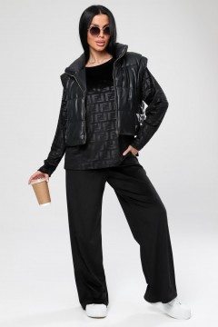 Костюм велюровый чёрный с брюками Iv-capriz