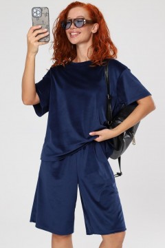 Костюм велюровый синий с шортами Iv-capriz