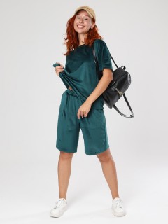 Костюм велюровый с шортами в цвете изумруд Iv-capriz(фото2)