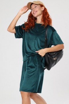 Костюм велюровый с шортами в цвете изумруд Iv-capriz