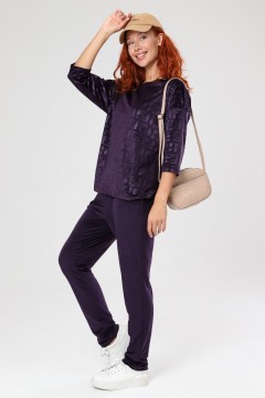 Костюм велюровый с брюками в цвете слива Iv-capriz