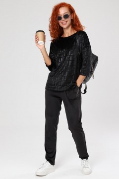 Костюм велюровый с брюками в чёрном цвете Iv-capriz