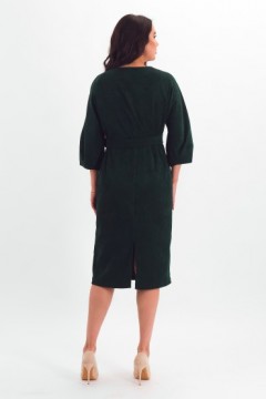 Платье вельветовое тёмно-зелёное с поясом Braslava(фото4)