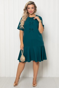 Платье А-силуэта изумрудного цвета с воланом по низу Agata(фото2)
