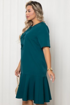 Платье А-силуэта изумрудного цвета с воланом по низу Agata(фото3)