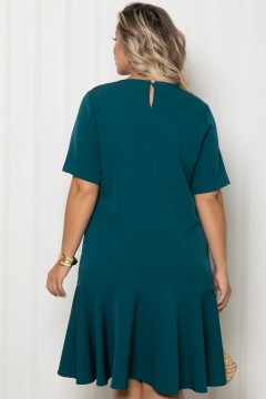 Платье А-силуэта изумрудного цвета с воланом по низу Agata(фото5)