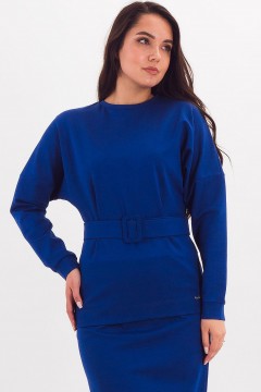 Джемпер трикотажный ярко-синий с поясом Braslava