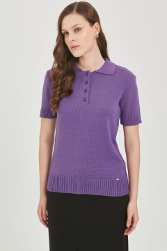 Футболка-поло вязаная фиолетового цвета Priz