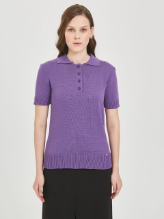 Футболка-поло вязаная фиолетового цвета Priz(фото4)