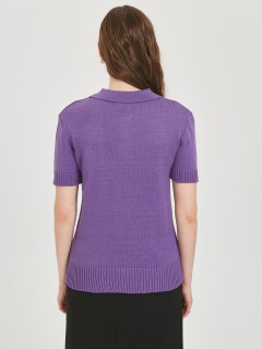 Футболка-поло вязаная фиолетового цвета Priz(фото6)