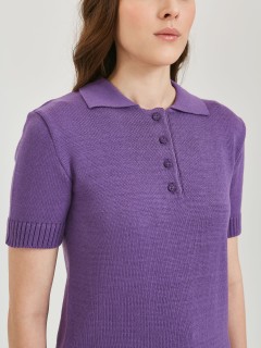 Футболка-поло вязаная фиолетового цвета Priz(фото3)