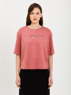 Блуза розовая из искусственной замши Priz(фото3)