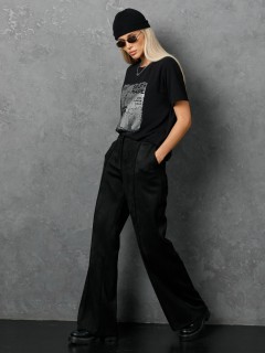 Брюки чёрные из искусственной замши Priz(фото6)