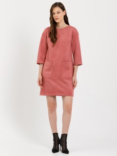 Платье розовое из искусственной замши Priz(фото3)