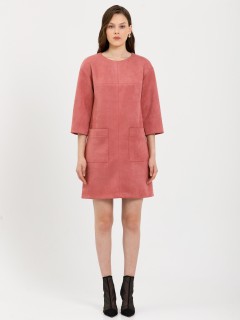 Платье розовое из искусственной замши Priz(фото5)