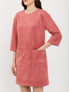 Платье розовое из искусственной замши Priz(фото4)