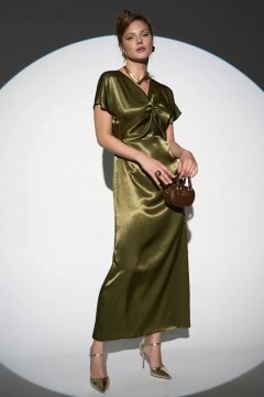 Платье вечернее макси в глубоком оливковом оттенке Elza(фото6)