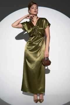 Платье вечернее макси в глубоком оливковом оттенке Elza
