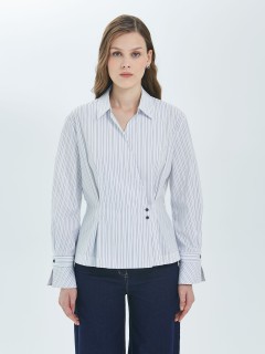 Блузка в тонкую полоску с запахом Priz(фото3)