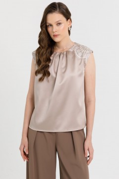 Блуза бежевая с кружевом Priz