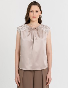 Блуза бежевая с кружевом Priz(фото3)