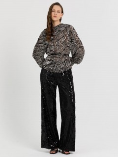 Блуза чёрная из шифона с принтом Priz(фото2)