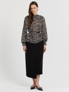 Блуза чёрная из шифона с принтом Priz(фото5)