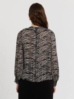 Блуза чёрная из шифона с принтом Priz(фото7)