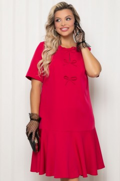 Платье А-силуэта малинового цвета с воланом по низу Agata(фото3)