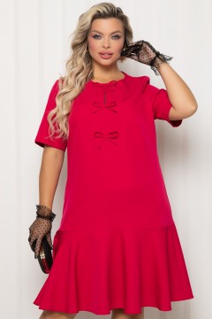 Платье А-силуэта малинового цвета с воланом по низу Agata