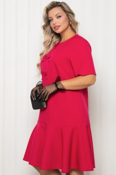Платье А-силуэта малинового цвета с воланом по низу Agata(фото4)