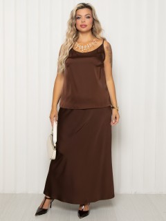 Юбка-макси из шёлка шоколадного цвета Agata(фото2)
