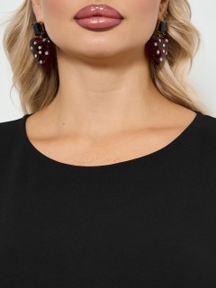 Платье чёрное А-силуэта с объёмными рукавами Dora(фото5)