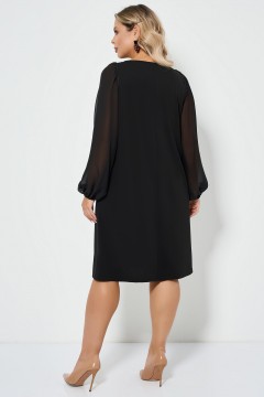 Платье чёрное А-силуэта с объёмными рукавами Dora(фото12)