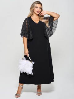 Платье длинное трикотажное чёрное нарядное Dora(фото7)