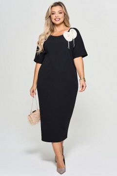 Платье-футляр чёрное со съёмной брошью Dora