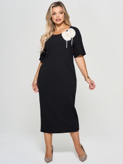 Платье-футляр чёрное со съёмной брошью Dora(фото3)