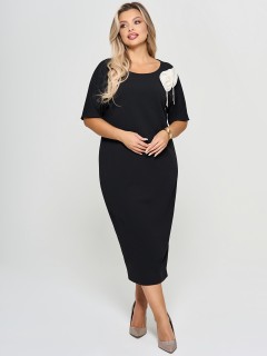 Платье-футляр чёрное со съёмной брошью Dora(фото6)