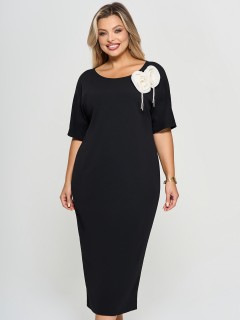 Платье-футляр чёрное со съёмной брошью Dora(фото2)