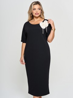 Платье-футляр чёрное со съёмной брошью Dora(фото5)