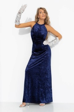 Платье синее бархатное с акцентной спинкой Charutti(фото2)