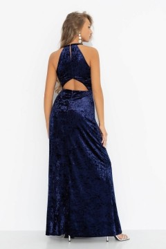 Платье синее бархатное с акцентной спинкой Charutti(фото7)