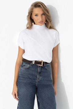 Водолазка белая из фактурного трикотажа Charutti