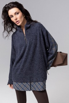 Свитшот утеплённый тёмно-синий комбинированный Charutti