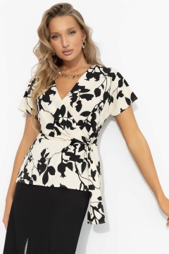 Блузка молочного цвета с декоративной драпировкой Charutti(фото5)